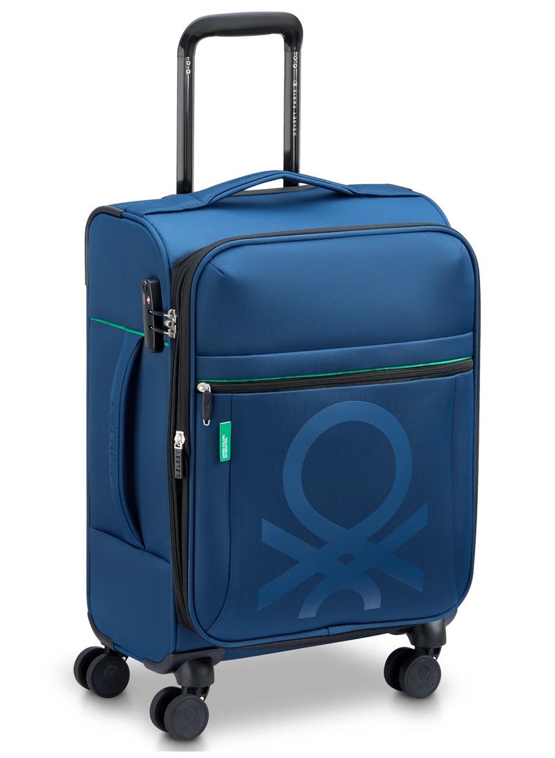 UNITED COLORS OF BENETTON Color Block 55 Cm 4 Double Wheeled Softside Expandable Cabin Luggage Trolley Case - Navy - Image 2